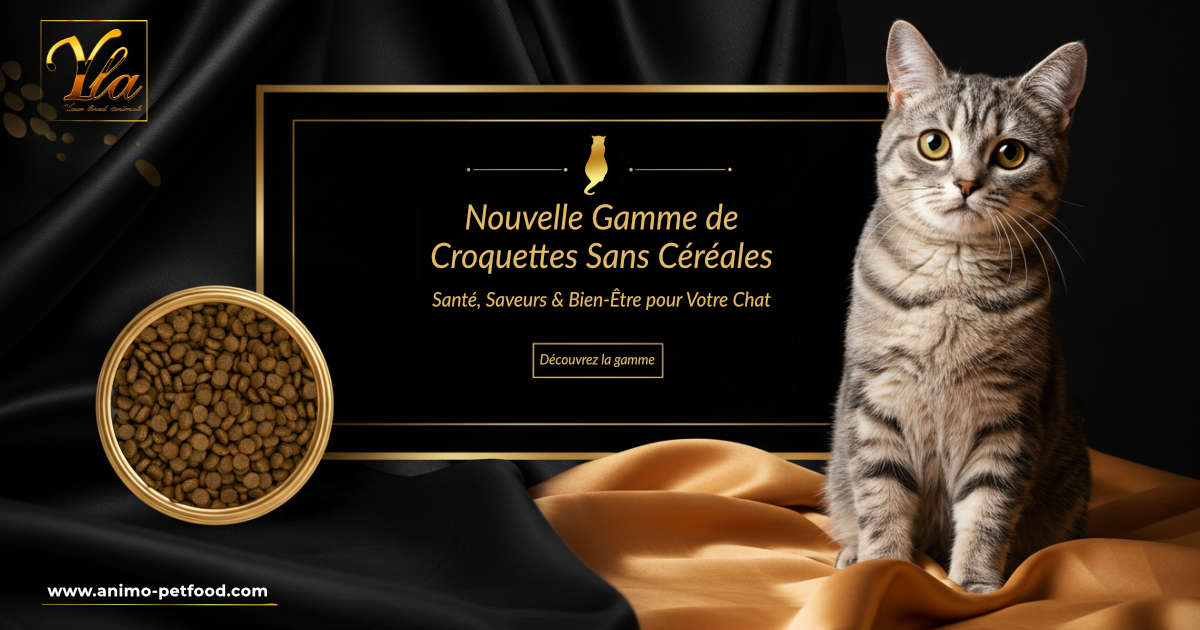 Croquettes sans céréales pour chats, haut de gamme et riches en ingrédients naturels.